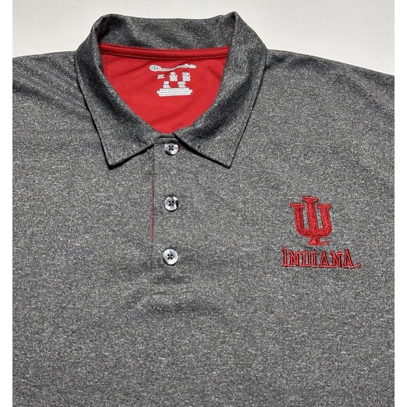 Indiana Hoosiers Champion Polo Golf Shirt IU Grey Mens Size 2XL XXL NCAA - Picture 1 of 8